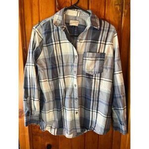 Universal Thread Plaid Button-Down Shirt Casual Long Sleeve Blue Gray‎ XS